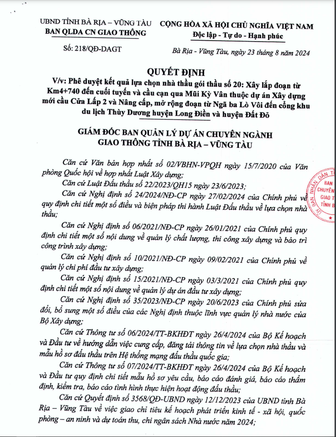 BR-VT: Gói giao thông 330 tỷ, 5/7 nhà thầu 'sảy chân' vì nhân sự BR-VT: Goi giao thong 330 ty, 5/7 nha thau 'say chan' vi nhan su