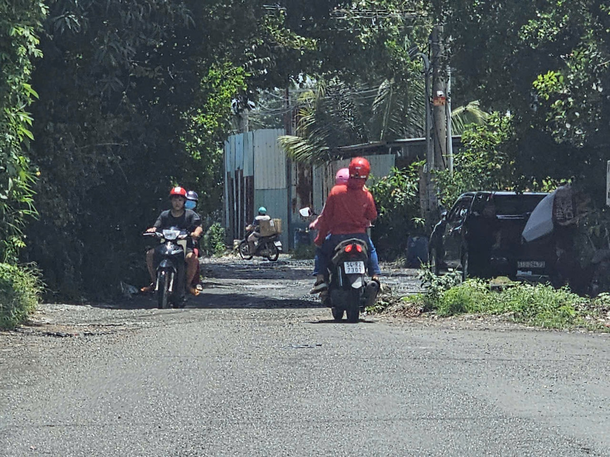 Sự khác biệt một bên là địa phận Bình Dương, một bên là địa phận Đồng Nai. Ảnh HĐ Theo lời ông Tấn Lại một người dân sinh sống tại đường Bùi Thị Xuân cho biết: Con đường vốn là đường đất, nhưng lượng xe cộ nhất là xe tải ra vào rất lớn bởi dọc tuyến đường này rất nhiều nhà máy, xí nghiệp đặc biệt là những bãi than, bãi phế liệu... Hàng ngày lượng xe cộ vào "ăn hàng" nhiều, càng làm cho con đường vốn xuống cấp lại càng thêm trầm trọng. Những ổ voi ổ trâu ngày càng xuất hiện nhiều, mưa là bụi, nắng là sình...