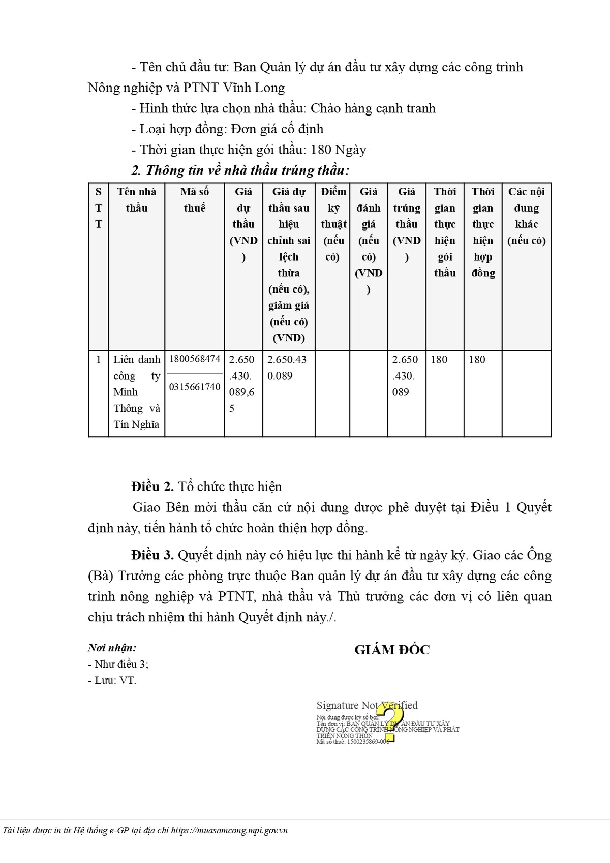 Vinh Long: Lien danh 2 thanh vien trung goi thau xay lap hon 2,6 ty dong