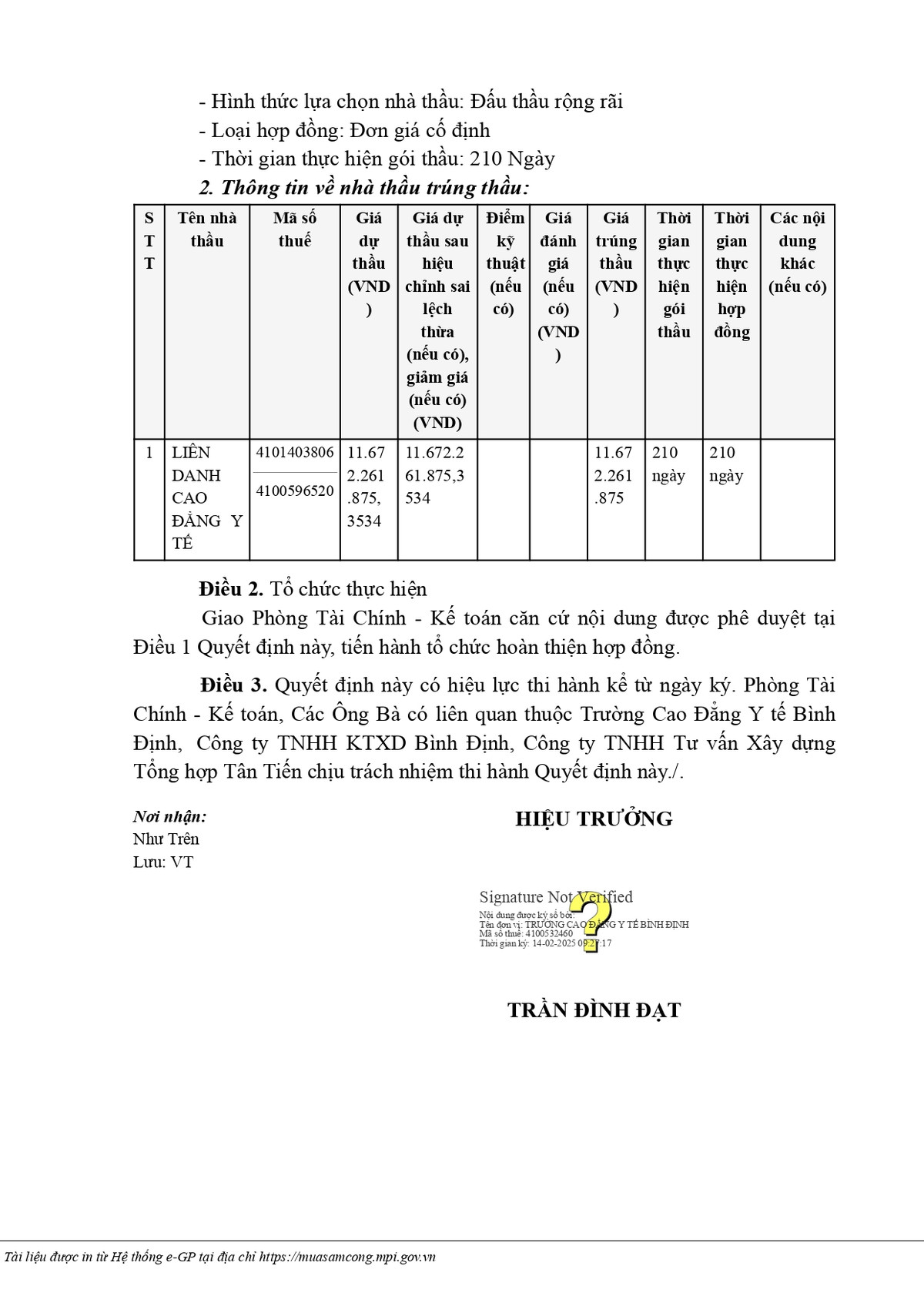 Ai se thuc hien sua chua 2 co so cua Truong CD Y te Binh Dinh ?