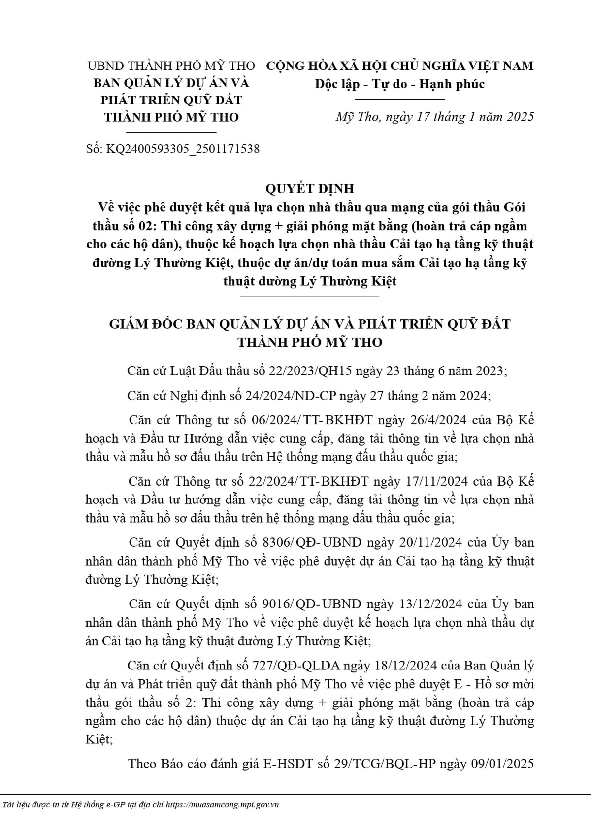 Tien Giang: Soi nang luc nha thau cai tao ha tang duong Ly Thuong Kiet