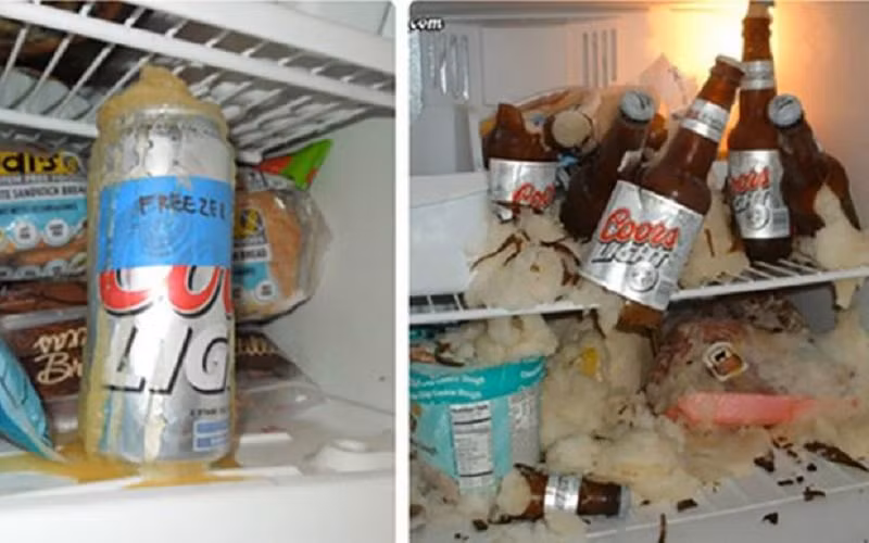 Đặt chai lọ vào tủ lạnh Không nên đặt những chai, lọ không được thiết kế chuyên dành cho tủ lạnh, vì nó có thể bị nứt và vỡ gây thương tích.