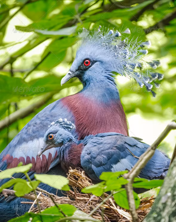 Sau khi nở, chú chim con sẽ được bố mẹ chăm sóc trong vòng 13 tuần, sau đó nó sẽ rời tổ và sống tự lập một mình.