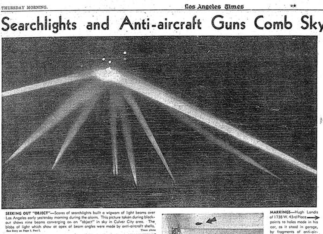 Gần 10 tấn đạn dược đã rơi xuống khắp thành phố Los Angeles trong sự việc này. Thế nhưng, đến sáng ngày hôm sau, lực lượng chức năng tìm kiếm khắp nơi nhưng không phát hiện bất cứ mảnh vỡ máy bay hay vật thể nào.