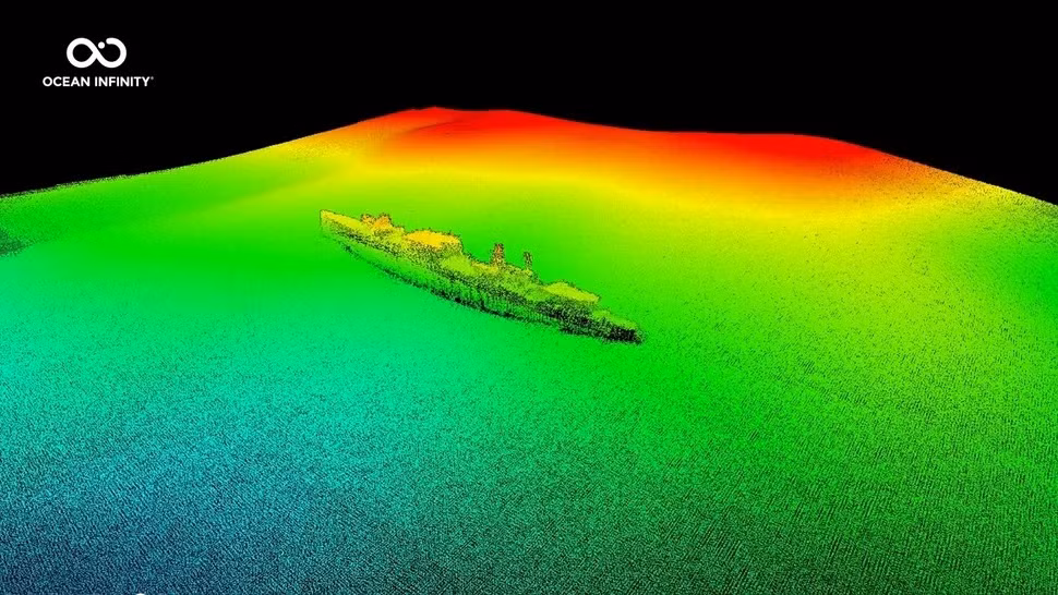 Tàu khu trục USS Stewart được biên chế cho Hải quân Mỹ từ năm 1920. Nó được lệnh đến Borneo vào tháng 11/1941, ngay trước khi Mỹ tham gia Thế chiến 2. Sau khi Mỹ tham gia Chiến tranh thế giới 2, tàu khu trục USS Stewart được biên chế vào Hạm đội châu Á của Hải quân Mỹ. Ảnh: Ocean Infinity.