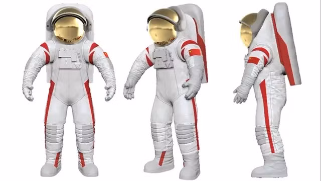 Sau 4 năm nghiên cứu và phát triển, Cơ quan Không gian Có người lái Trung Quốc (CMSA) đã giới thiệu tới công chúng bộ đồ vũ trụ dùng cho cuộc đổ bộ Mặt trăng dự kiến diễn ra vào năm 2030. Bộ đồ này được thiết kế nhằm bảo vệ phi hành gia khi thực hiện các hoạt động ở môi trường khắc nghiệt trên Mặt trăng. Ảnh: Third Space Suit Technology Forum in Southwest China's Chongqing Municipality.