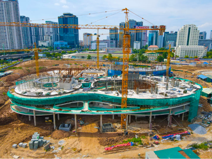 Khu nhà A của dự án sẽ xây dựng gồm 7 tầng, hiện tại hạng mục này đã xây lên đến tầng 3. (Ảnh: Tổ Quốc).