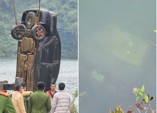 Thi the nguoi trong o to roi xuong ho la can bo ngan hang