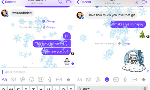 Để sử dụng hiệu ứng, người dùng chỉ cần truy cập vào hội thoại, nhấp tên vào nhóm chat, chọn biểu tượng người tuyết hay cây thông Noel trên bảng emoji. Ảnh: The Daily Dot.