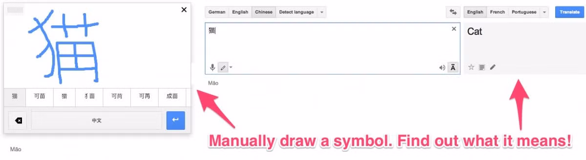 Với công cụ nhận diện chữ viết tay tích hợp trên Google Translate, người dùng có thể vẽ nó lên màn hình smartphone hoặc máy tính bảng, chương trình sẽ nhận diện và dịch ra.