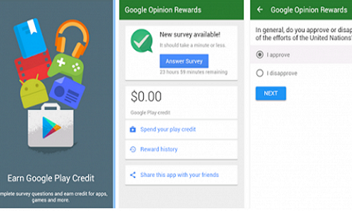 Google Opinion Rewards là một ứng dụng trên Android miễn phí được ưa chuộng nhất năm 2016. Ứng dụng cung cấp cho người dùng những câu hỏi khảo sát. Với mỗi câu hỏi hoàn thành, bạn sẽ nhận tiền và được quy đổi qua điểm thưởng để mua hàng trên Google Play.