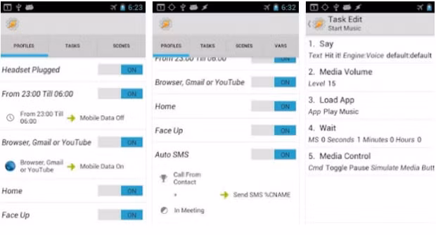 Ứng dụng Tasker trên Android cho phép người dùng tự động thay đổi các thiết lập như phím tắt, quản lý hoạt động hàng ngày và tự động các nhiệm vụ thông thường trên máy.
