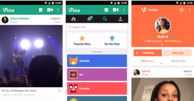 Ứng dụng Vine giúp người dùng dễ dàng tạo ra video dạng ghép từng đoạn video chỉ với 6 giây.