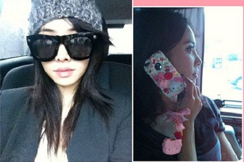 Thái Y Lâm sử dụng iPhone 4 với vỏ ốp ngộ nghĩnh. Ảnh: Weibo.