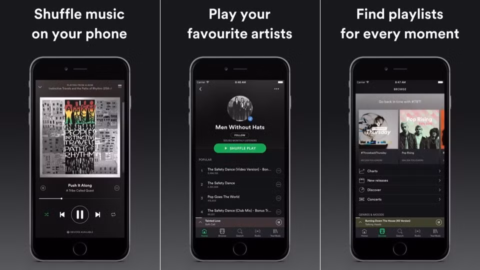 Spotify Music là một trong những dịch vụ nghe nhạc trực tuyến phổ biến nhất trên iPhone, iPad. Tại đây, bạn có thể tìm thấy những ca khúc bất hủ, nhạc hot, bảng xếp hạng âm nhạc uy tín thế giới. Nguồn ảnh: Business Insider.