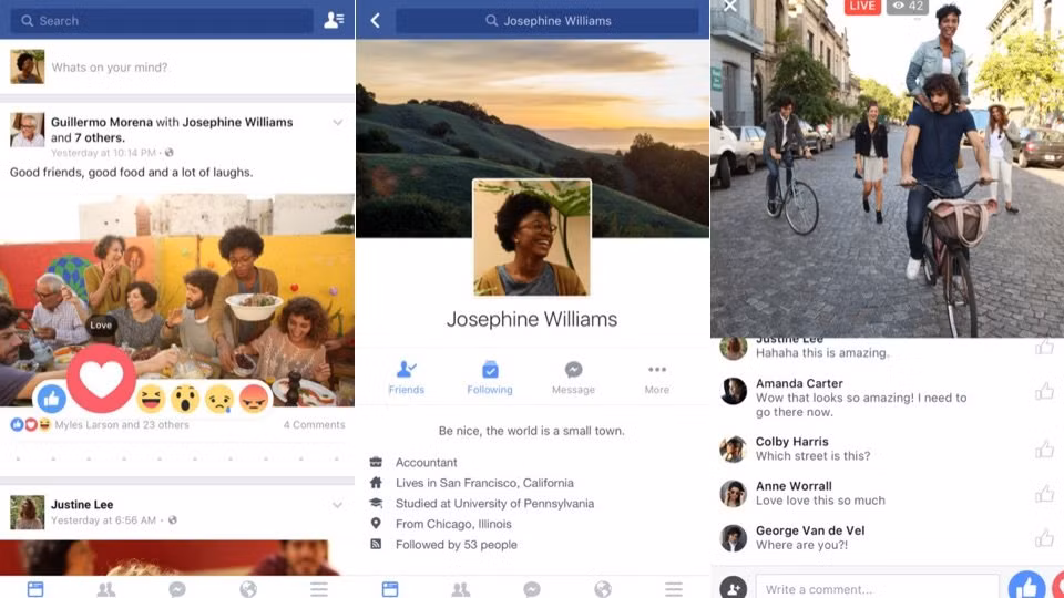 Cũng như Instagram, Facebook là mạng xã hội giúp người dùng cập nhật mọi thông tin của bạn bè vô cùng nhanh chóng. Hơn nữa, người dùng còn có thể bình luận và cập nhật trạng thái ngay cả khi không có kết nối mạng. Liên tục cập nhật tính năng mới cũng là điều khiến Facebook được người dùng yêu thích.