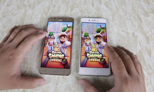 Điều ấn tượng nhất về Samsung Galaxy J5 2016 và Oppo F1 là thiết kế đẹp mắt và thân thiện với người dùng. Trong đó, Oppo F1 nổi bật với thiết kế nhỏ gọn, mỏng nhẹ. Khung kim loại nguyên khối khá vuông vức khiến Oppo F1 có vẻ hơi nam tính. Ảnh: Youtube.