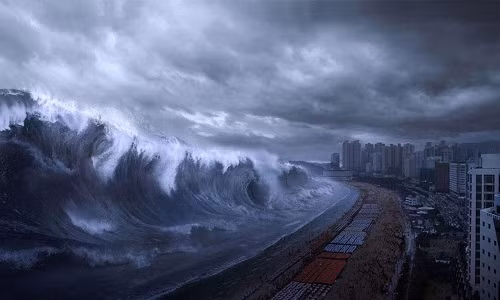  Để tạo ra những con sóng khổng lồ, các nhà làm phim Hàn Quốc "Sóng thần ở Haeundae" đã phải đầu tư hơn 5 triệu USD trong việc sử dụng kỹ xảo vi tính. Ảnh: HanCinema.