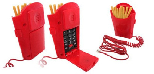 Với giỏ khoai tây chiên gắn liền với điện thoại, bạn không còn phải lo bụng đói.