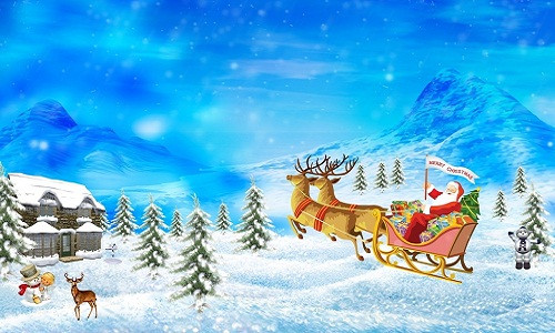 Ông già Noel cưỡi tuần lộc đi phát quà cho trẻ em toàn thế giới.