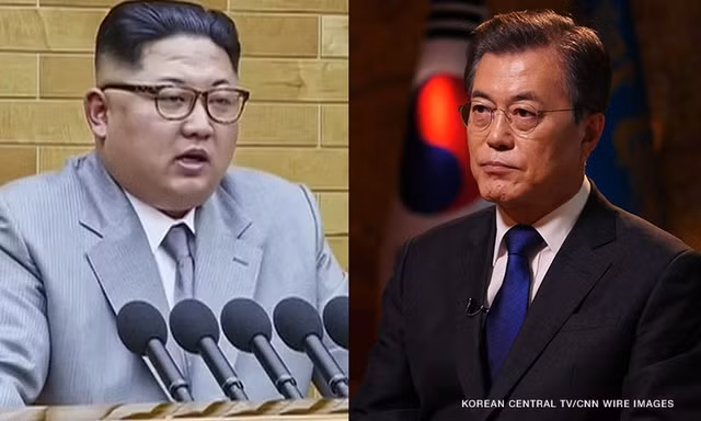Ngoài ra, nhiều người cũng cho rằng hai Tổng thống Moon và Chủ tịch Kim Jong-un xứng đáng nhận giải vì nỗ lực chưa từng có của họ trong việc giảm căng thẳng tại bán đảo Triều Tiên. Ảnh: CNN.