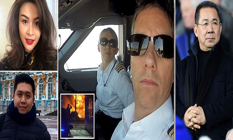 Trên chuyến bay định mệnh cùng với Chủ tịch Vichai Srivaddhanaprabha còn có 4 người khác, được xác định gồm phi công Eric Swaffer và bạn gái, cơ phó Izabela Roza Lechowicz, người đẹp Thái Lan Nusara Suknamai và nạn nhân cuối cùng là Kaveporn Punpare, thư ký của ông Vichai. Ảnh: Daily Mail. 