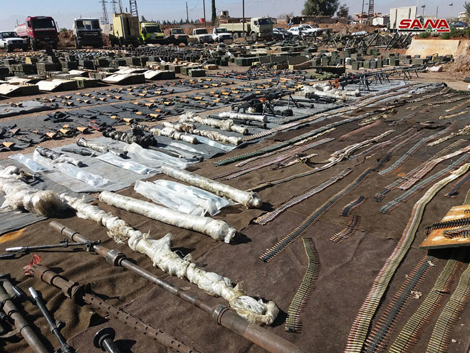 “Trong quá trình tuần tra, lực lượng chính phủ Damascus đã phát hiện và thu giữ một số lượng lớn vũ khí của nhóm phiến quân, trong đó có nhiều tên lửa do Mỹ và Israel sản xuất ở ngôi làng Briqa, Beir Ajam và Rasm al-Sanad, tỉnh Quneitra”, phóng viên hãng thông tấn SANA ở Quneitra đưa tin.