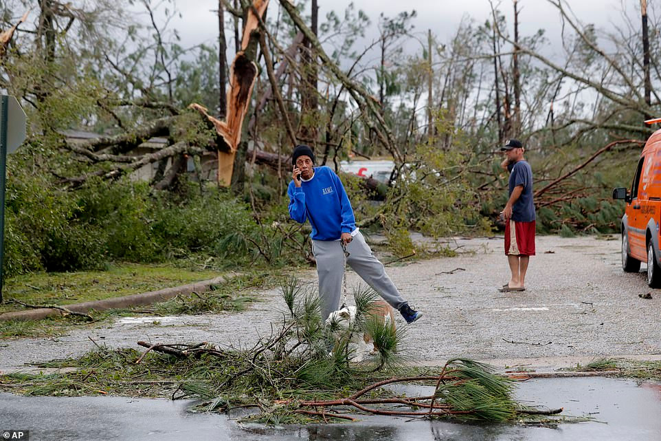 Được biết, Michael là cơn bão mạnh nhất trong vòng gần 50 năm qua tấn công nước Mỹ. Nó đã phá hủy nhiều công trình, quật đổ cây cối, cột điện... và khiến hàng trăm nghìn người phải sơ tán. Ảnh: AP.