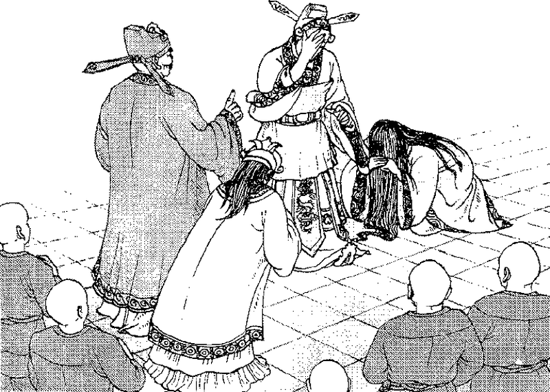 Đặc biệt, vua Lý Huệ Tông còn mắc trọng bệnh. Ông giả làm thiên binh, thiên tướng, đầu đội mũ cắm cờ nhỏ, tay cầm giáo mác, đùa múa từ sáng đến tối khiến cuộc đời Hoàng hậu chịu nhiều phen khổ.