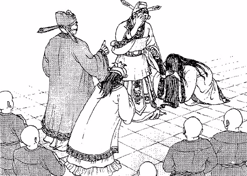 Đặc biệt, vua Lý Huệ Tông còn mắc trọng bệnh. Ông giả làm thiên binh, thiên tướng, đầu đội mũ cắm cờ nhỏ, tay cầm giáo mác, đùa múa từ sáng đến tối khiến cuộc đời Hoàng hậu chịu nhiều phen khổ.