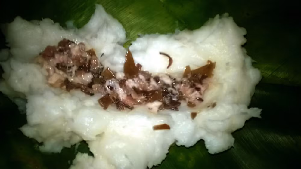 Bánh trứng kiến: Người Tày làm bánh này với trứng kiến, bột gạo nếp và lá ngõa- một loại lá cây rừng. Bánh có vị béo ngậy của nhộng kiến, vị dẻo của bột nếp, vị ngai ngái của lá ngõa.