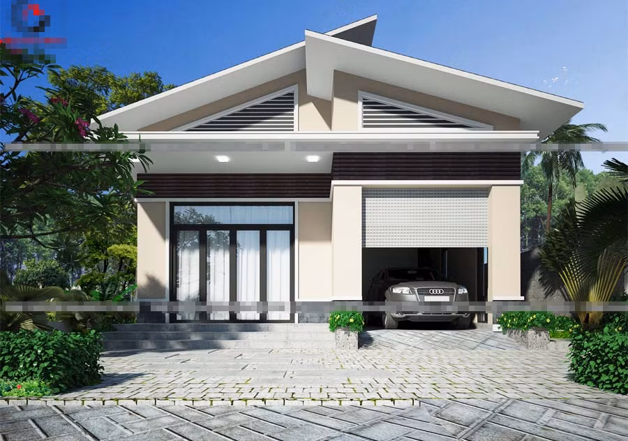 Nhà cấp 4 đẹp rạng ngời nhờ hệ mái thái lạ mắt. Ảnh: Thietkexaynhadep.