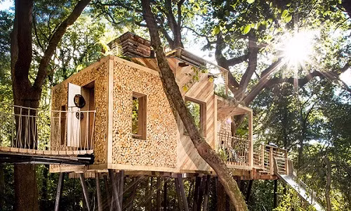 Ngoài ra, nhà còn có cột thép không gỉ để trượt xanh xuống đất.