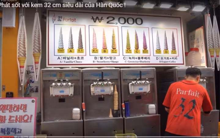 Kem siêu dài ở Hàn Quốc được bán với giá 2.000 won (khoảng 400.000 đồng/chiếc) (Ảnh: hayvip.com)