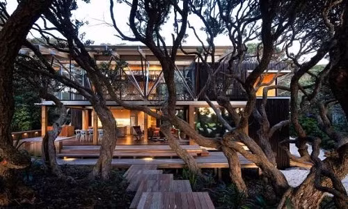 Dinh thự "Under Pohutukawa" do Công ty Herbst Architects thiết kế nằm trong một khu rừng nguyên sinh cổ tại Auckland, New Zealand. Bao quanh ngôi nhà độc đáo là những cây Pohutukawa gốc New Zealand quý giá.