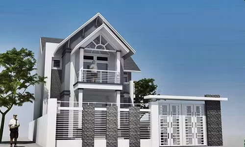 Nhà phố 2 tầng bao gồm 1 phòng khách, 1 phòng thờ, 3 phòng ngủ trong đó có 1 phòng ngủ ở tầng trệt. Ảnh: Baoxaydung.