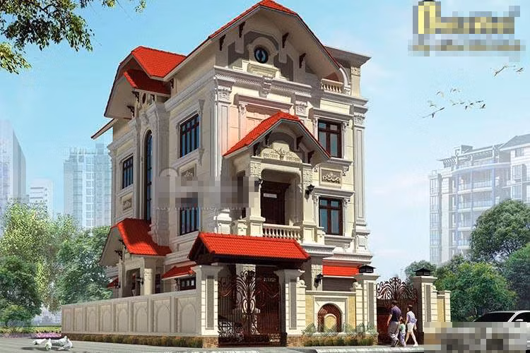 Theo phong cách tân cổ điển, ngôi biệt thự nổi bật với những đường gờ chỉ uốn lượn, cột đỡ, lan can tinh tế. Ảnh: Betaviet