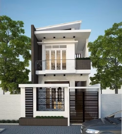 Nhà phố nhỏ 2 tầng với kiểu dáng hiện đại. Ảnh: Thietkethicongnhadep.