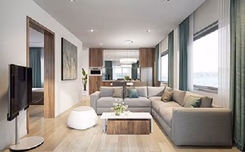 Phòng khách tiện nghi, hiện đại. Ảnh: Cocobaydanang.