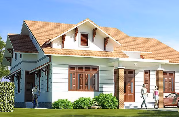 Sự kết hợp hài hòa giữa phong cảnh và ngôi nhà tạo nên vẻ đẹp sang trọng, khó lẫn. Ảnh: Kientrucadong.