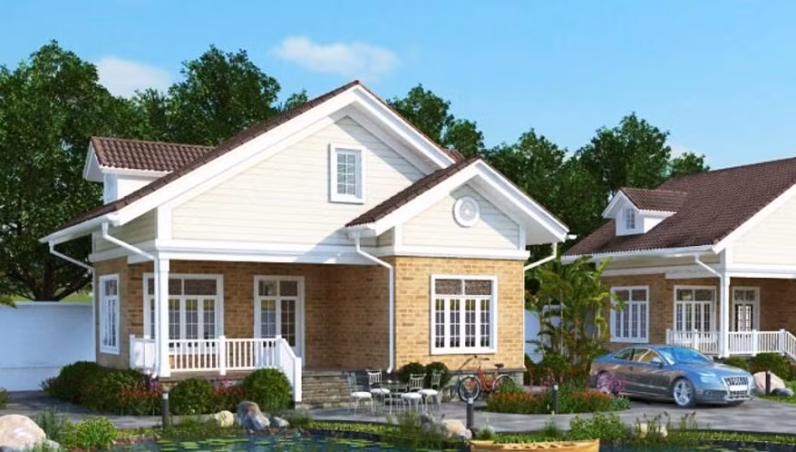 Sự kết hợp hài hòa giữa nhà và hồ nước. Ảnh: Kientrucadong.