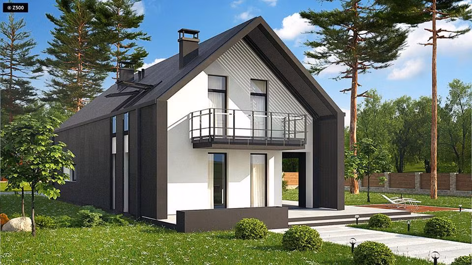 Ngôi nhà nổi bật với màu chủ đạo là xám, trắng kết hợp khu vườn rộng rãi. Ảnh: Kientrucadong.