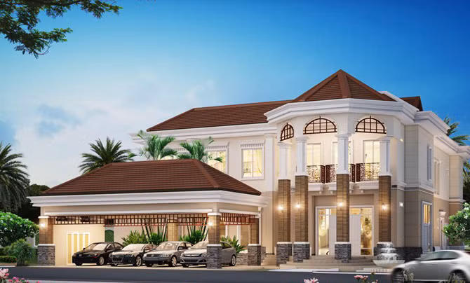 Phần mái với tông màu socola biểu trưng cho sự ngọt ngào và quyến rũ tạo nên sức hấp dẫn tuyệt vời. Ảnh: Thietkebiethupho.