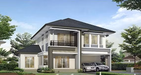 Sân vườn trồng cây với tán lá nhỏ vẫn đủ mang đến không gian thoáng mát cho biệt thự. Ảnh: 10nhadep.