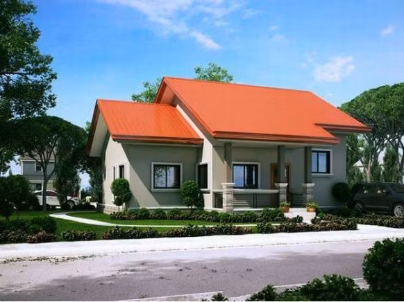 Nhà mái thái đơn giản nổi bật giữa không gian xanh mướt. Ảnh: Khonggiannhadep24h.