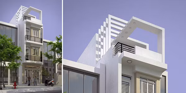 Dàn lam sân thượng tạo hiệu quả trang trí, làm nổi bật cho thiết kế nhà mái bằng. Ảnh: Thietthach.