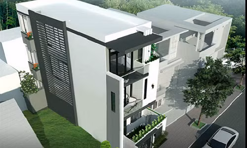 Nét đẹp rạng rỡ của ngô nhà ống 3 tầng hiện đại được thể hiện ở bố cục tổng quát với lối kiến trúc tự do, phóng thoáng, đường nét sắc sảo. Ảnh: Maunhadepmoi.