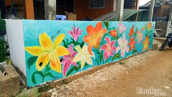 Sau khi hoàn thành xong làng bích họa đầu tiên của Quảng Ngãi ở Đảo Bé – Lý Sơn, thì ngay lập tức trong đất liền cũng 14 bức tranh được vẽ lên tường với đủ màu sắc vô cùng sinh động, khoác lên những bức từng cũ kỹ nơi đây 1 bộ mặt hoàn toàn mới.