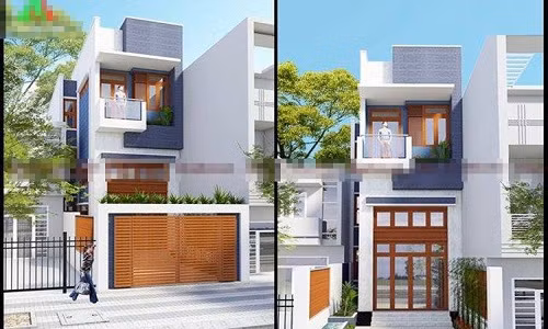 Nhà ống gồm 1 trệt, 1 lầu, và 1 lửng được thiết kế theo hình thức mái bằng lợp tôn. Ảnh: Vinahouse.