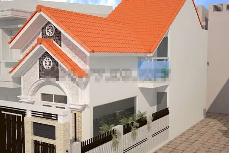 Tầng trệt bố trí phòng khách, phòng bếp và 1 phòng ngủ.Tẩng lửng tận dụng thiết kế thêm phòng ngủ và 1 phòng thờ. Ảnh: Maunhadepvn.